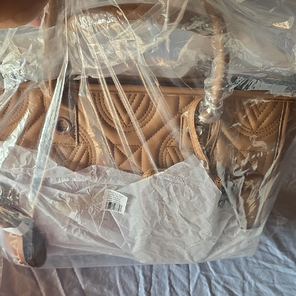 Valentino Orlandi Tan Quilted Handbag With Coin Purse & Guitar Strap Included